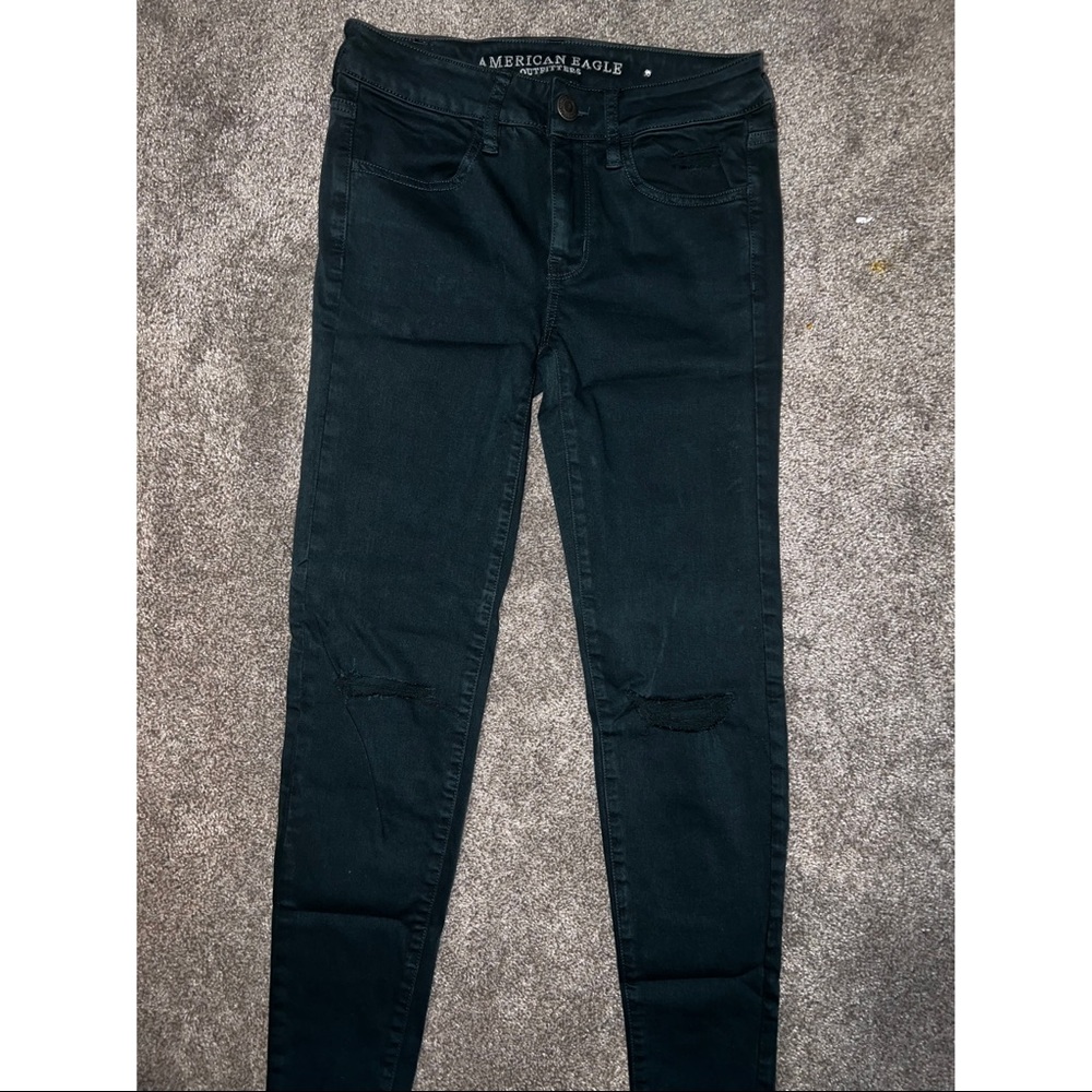 Dark Teal AE Super Stretch Skinny Jeans (Jeggings)